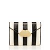 Lulu Guinness Black and White Stripe Snakeskin Small Envelope Clutch in Black - Lyst