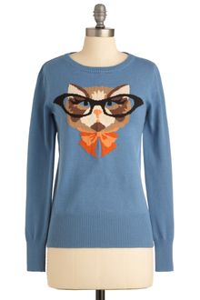 ModCloth Cat Eyeglasses Sweater - Lyst