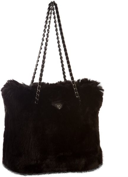 prada fur tote bag