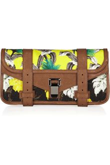 Proenza Schouler Ps1 Tropical-printed Canvas and Leather Clutch - Lyst