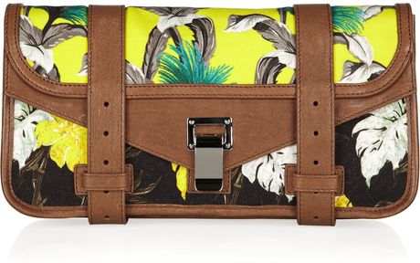 Proenza Schouler Ps1 Tropicalprinted Canvas and Leather Clutch in Multicolor (multicolored) - Lyst