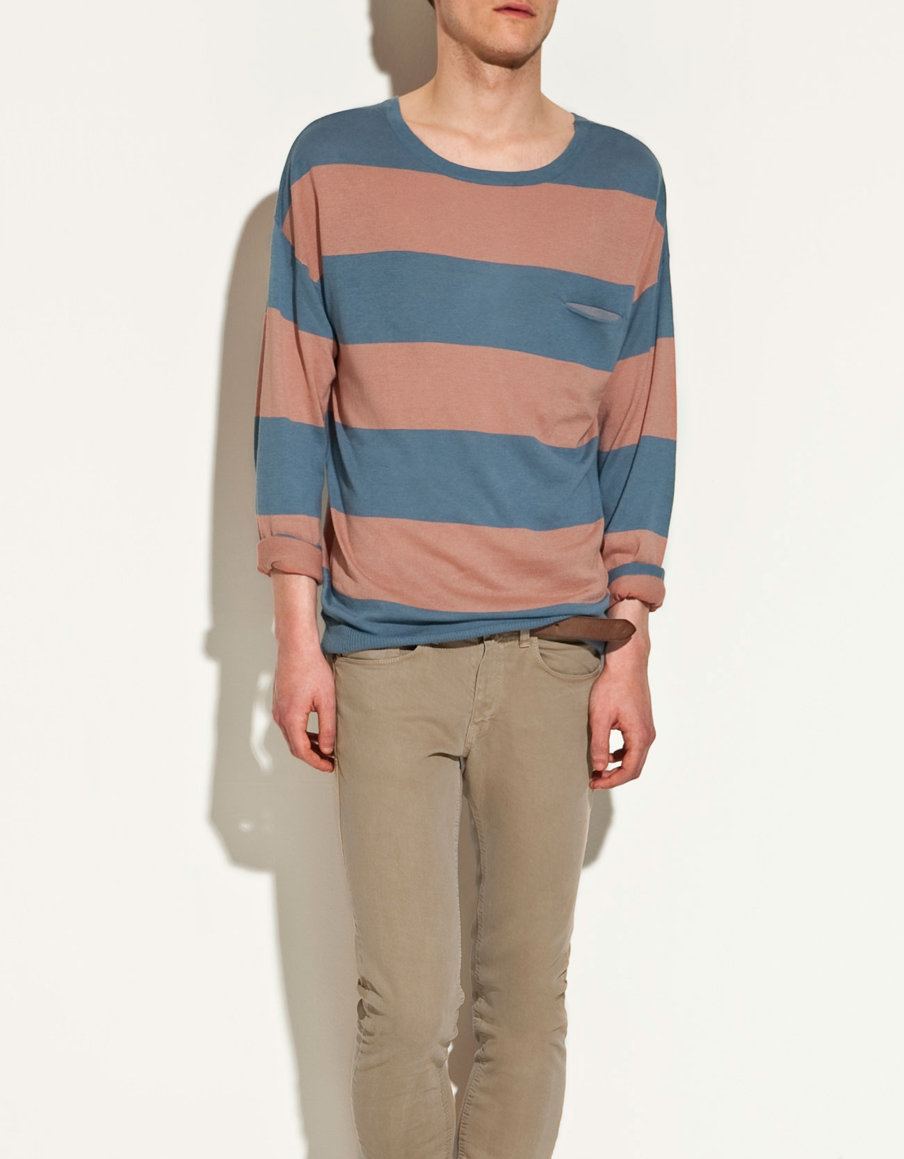 zara blue and red striped sweater