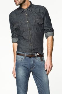 Zara Denim Shirt - Lyst