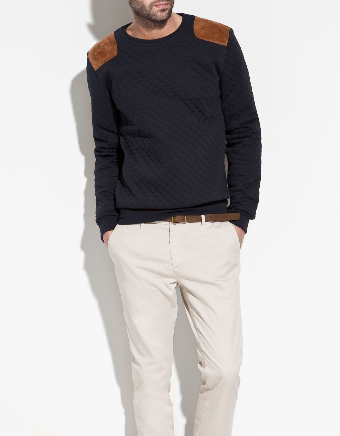 Zara Quilted Sweatshirt with Patch in Blue for Men (navy) | Lyst