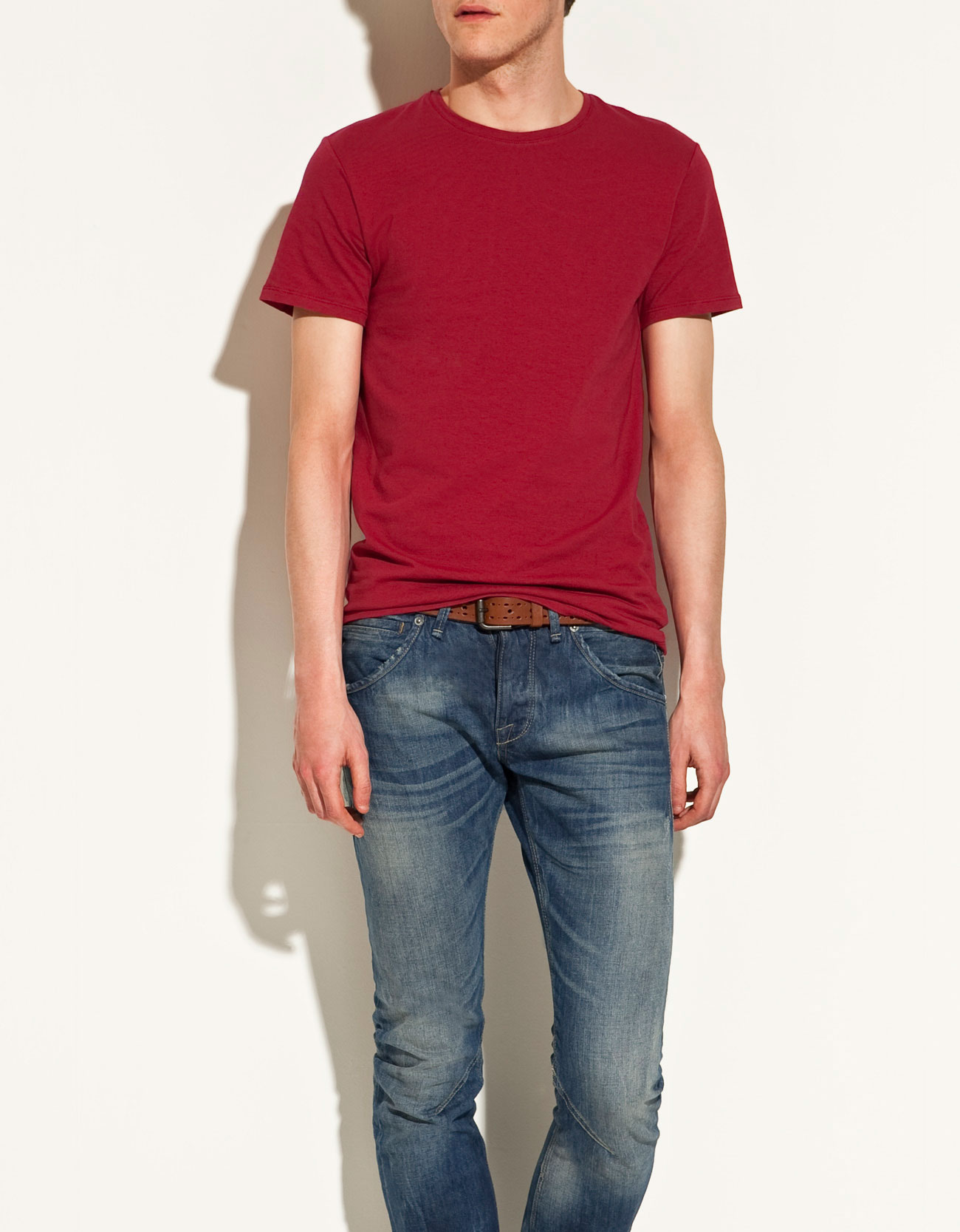 Zara Slim Fit Tshirt in Red for Men Lyst