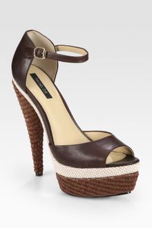 Rachel Zoe Bardot Raffia and Leather Platform Sandals - Lyst