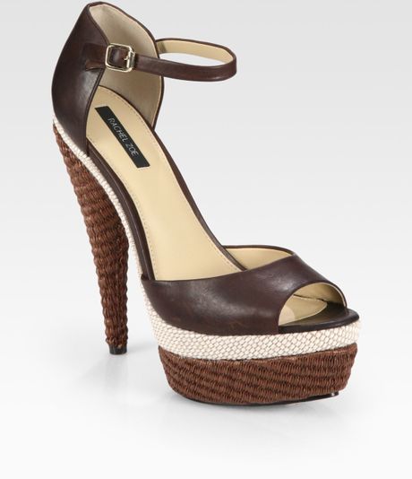 Rachel Zoe Bardot Raffia and Leather Platform Sandals in Brown - Lyst