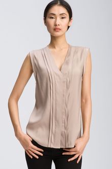 Valette Pleat Detail Sleeveless Silk Top - Lyst