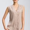 Valette Pleat Detail Sleeveless Silk Top in Gray (light shadow grey) - Lyst