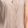 Valette Pleat Detail Sleeveless Silk Top in Gray (light shadow grey) - Lyst
