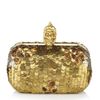 Alexander Mcqueen Sequin Skull Box Clutch in Gold - Lyst