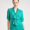 Alice + Olivia Arie Tied Collar Blouse in Blue (teal) - Lyst