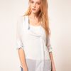 Asos Collection Asos Blouse with Wrap and Dropped Collar in White (paleblue) - Lyst