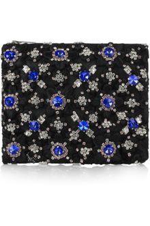 Christopher Kane Embroidered and Crystal-embellished Silk-tulle Clutch - Lyst