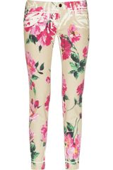 Dolce & Gabbana Peony-print Cropped Mid-rise Skinny Jeans