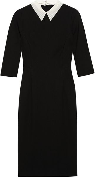  Contrast-collar Stretch-ponte Dress 