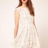Asos Lace Skater Dress With Applique Detailing in Beige (cream) - Lyst