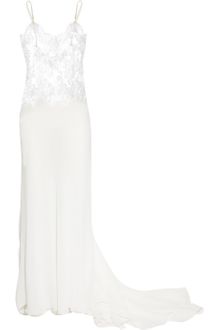 Rosamosario La Coda Dellessere Silk-chiffon and Chantilly Lace Chemise - Lyst