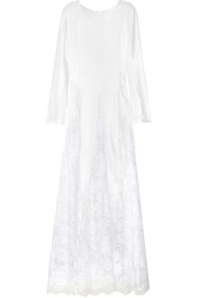 Rosamosario Triangoli Di Divenere Silk-satin and Chantilly Lace Chemise - Lyst