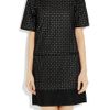Tibi Leathertrimmed Cotton Dress in Black - Lyst