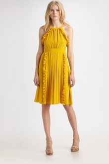 Tibi Silk Ruffle & Pleat Dress - Lyst