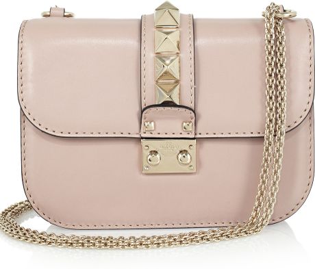Valentino Studembellished Leather Shoulder Bag in Pink (blush) - Lyst