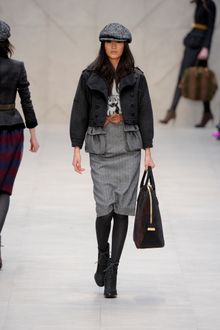 Burberry Prorsum Fall 2012 Large Black Tote Bag with Brown Suede Stripes  - Lyst