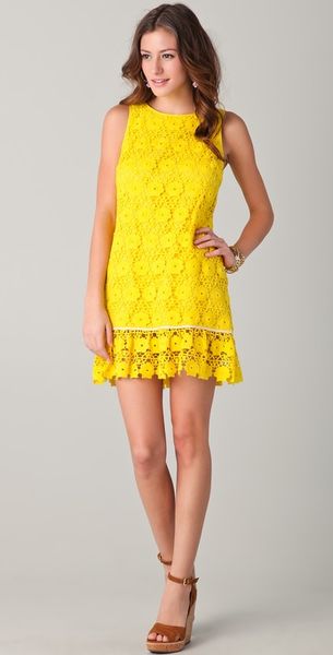 Juicy Couture Daisy Guipure Dress in Yellow - Lyst