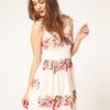 Asos Summer Dress In Rose Print in Beige (cream) - Lyst
