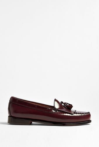 Bass Weejuns Burgundy Leather Leyton Fringe Loafers - Lyst
