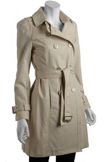 Kenneth Cole Blend Bonded Mesh Double Breasted Trench Coat - Lyst