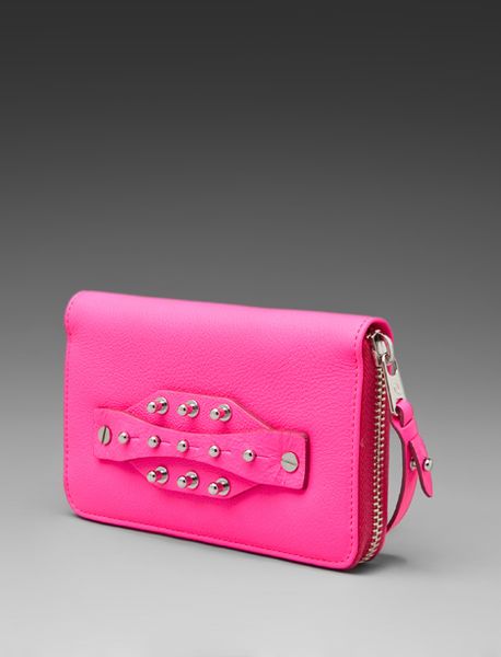 Mcq By Alexander Mcqueen Mcq By Alexander Mcqueen Collar Stud Wallet in Pink (neon pink) - Lyst