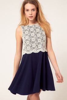 River Island Lace Panel Skater Dress - Lyst