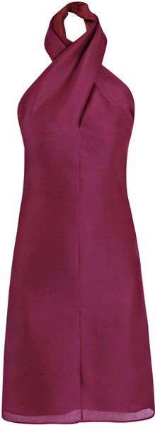 Yves Saint Laurent Double Layer Halterneck Dress in Purple (cherry) - Lyst