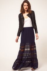 Asos Maxi Skirt in Sheer And Solid Stripe