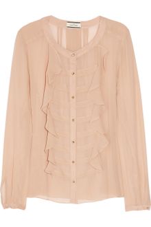 By Malene Birger Ruffled Silk-Crepe Blouse - Lyst