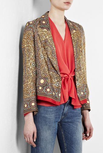  Scarf Print Silk Blazer 