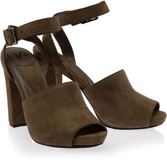 Diane Von Furstenberg Rebel Peep Toe Suede Sandals - Lyst