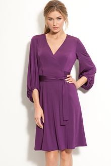 Donna Ricco Bloused Sleeve Faux Wrap Dress - Lyst