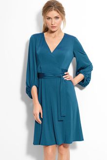 Donna Ricco Bloused Sleeve Faux Wrap Dress - Lyst