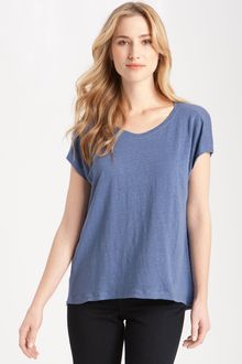 Eileen Fisher Box Pleat Linen Jersey Tee - Lyst