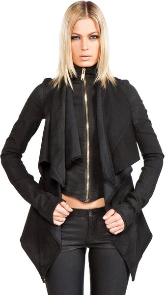 Gareth Pugh Denim Jacket with Chiffon in Black - Lyst