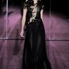 Gucci Fall 2012 Asymmetrical SeeThrough Embellished Evening Gown With Short Sleeve, Beading  And Layered Maxi Skirt  in Black - Lyst