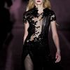 Gucci Fall 2012 Asymmetrical SeeThrough Embellished Evening Gown With Short Sleeve, Beading  And Layered Maxi Skirt  in Black - Lyst