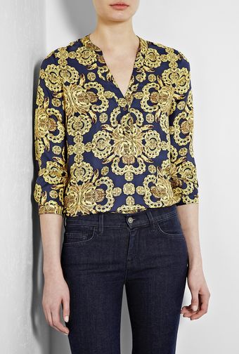  Navy Horseshoe Silk Twill Tunic 