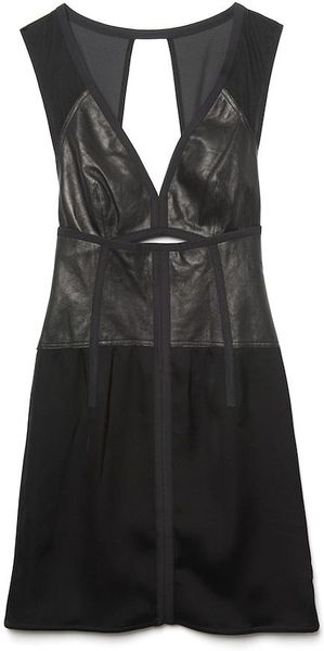 Alexander Wang Leather Cut-out Slip Dress - Lyst