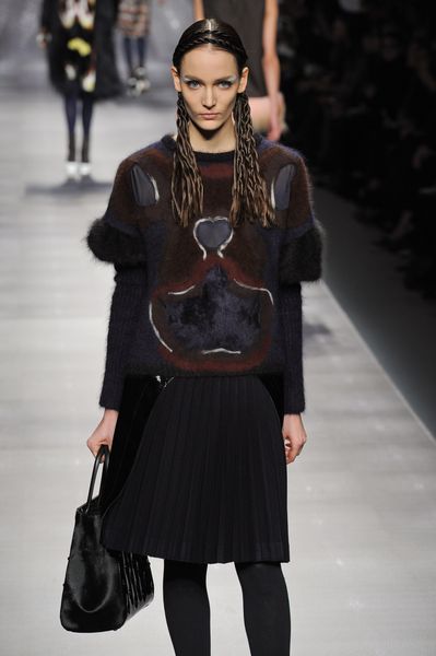 Fendi Fall 2012 Black Contrast Skirt with Pleating in Black - Lyst