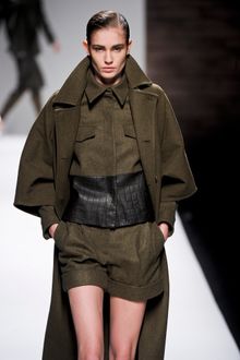 Max Mara Fall 2012 Long Wool Coat With Cropped Wide Sleeves In Khaki  - Lyst