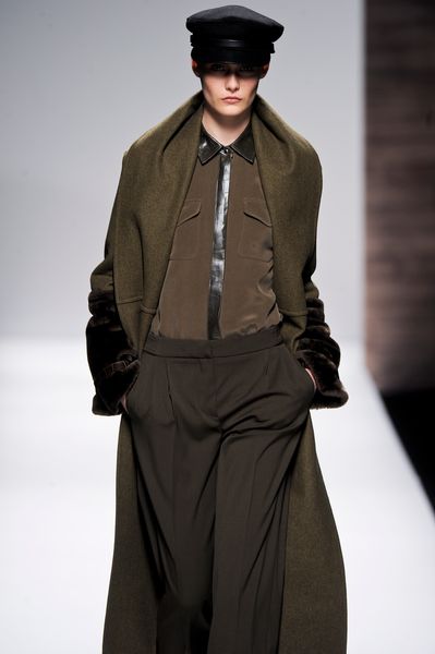 Max Mara Fall 2012 Silk Shirt With Patch Pockets And Crocodile Leather Button Placket And Collar In Grey in Green - Lyst