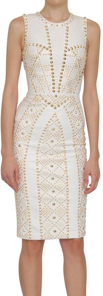 Versace All Over Studs Leather Dress - Lyst